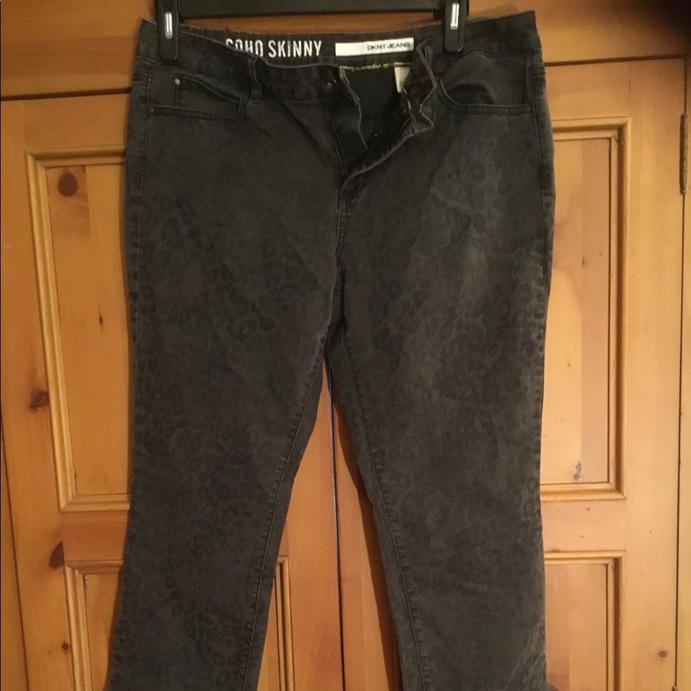 DKNY Black leopard print pants